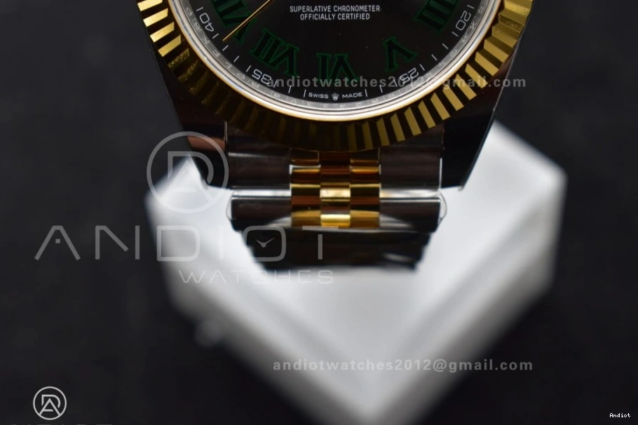 on Dial ARF SS YG SH3235 YG Edition (Gain Jubilee Gray DateJust 41 126333 Best SS 904L Weight) Roman Bracelet Steel Green 1:1 0114